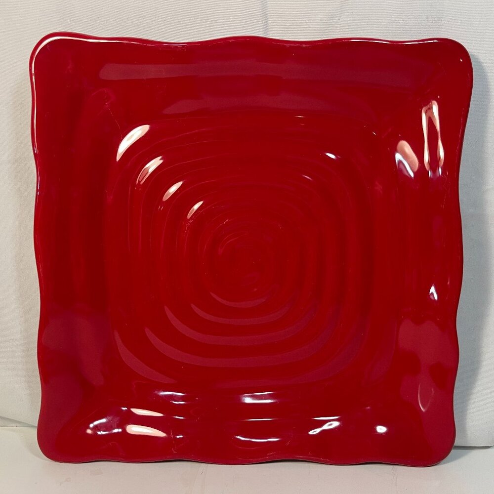 Sonoma Life Style Crimson Square Plate Platter Swirled Pattern Red 11"  Preowned